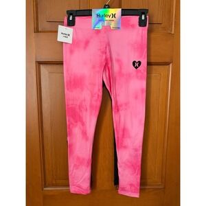 Hurley Girls' 2-Pack Leggings Hyper Pink Tie Dye & Black Size Medium NWT